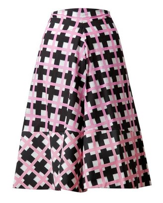 Marni Geometric Checked Cotton Skirt