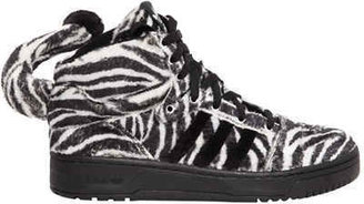 Jeremy Scott Adidas By Js Zebra Fake Fur  High Top Sneakers