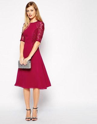 ASOS Midi Skater Dress With Lace Panels
