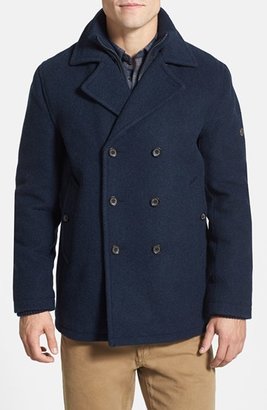 Ben Sherman Wool Blend Peacoat with Ribbed Collar
