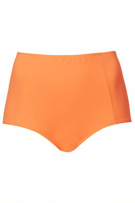 Topshop Bright coral high-waisted bikini pants