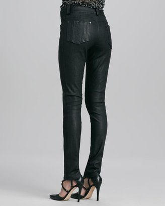 Alice + Olivia Leather Five-Pocket Skinny Jeans