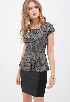 Forever 21 Contemporary Pleated Metallic-Woven Peplum Top