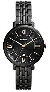 Fossil Women's Jacqueline Black IP Stainless Steel Bracelet Watch with Rose Goldtone Accents