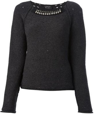 Lanvin ruffle embellished collar sweater