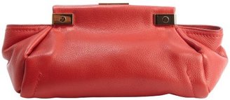 Lanvin crimson red calfskin leather 'Trilogy' clutch