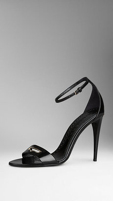 Burberry Cut-Out Metal Detail Leather Sandals