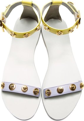 Versace Lilac & Chartreuse Studded Leather Flats