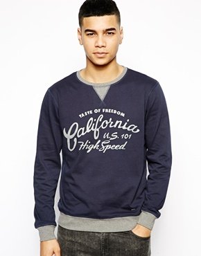 Solid !Solid Sweatshirt With California Print - Navy
