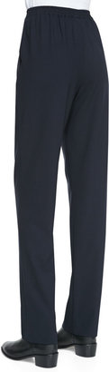 eskandar Narrow Wool-Stretch Trousers, Navy