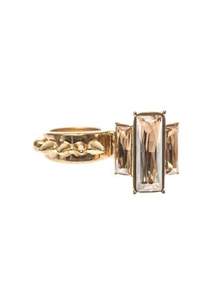 Alexander McQueen Crystal and knuckle-stud double ring