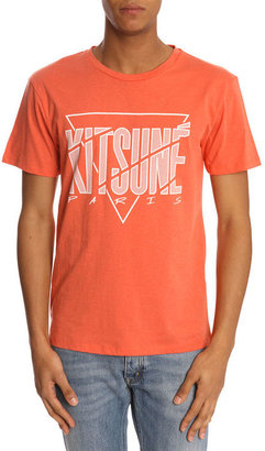 Kitsune TEE - Cracked Print Coral T-Shirt