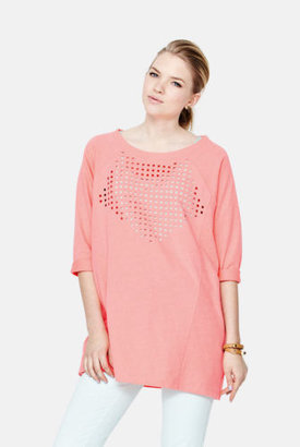 Love Label Laser Cut Neon Sweat Top in Neon Coral Size 8-10