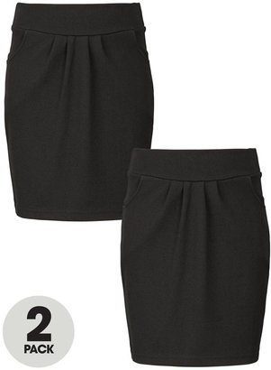 Top Class Girls School Uniform Jersey Tulip Skirts (2 Pack)