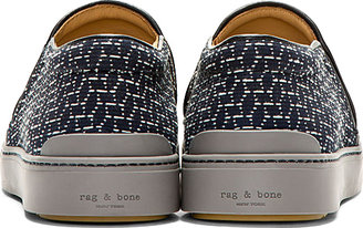 Rag and Bone 3856 Rag & Bone Navy Graphic Jacquard Kent Slip-On Shoes