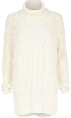 River Island Womens Cream roll neck knitted tunic