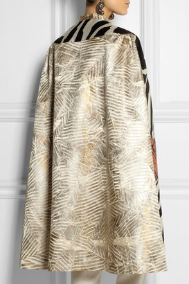 Duro Olowu Printed silk-twill and metallic jacquard cape