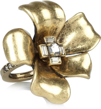 Marc by Marc Jacobs Glass and resin-embellished brass flower ring