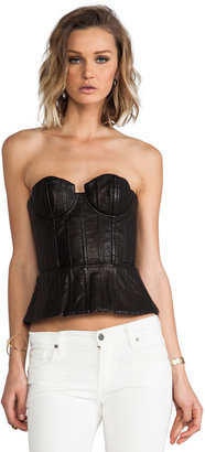 Alice + Olivia Jessie Leather Structured Bustier Top