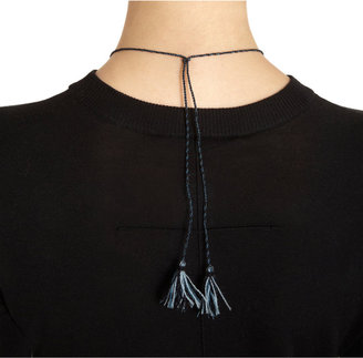 Dezso by Sara Beltran Silver Multi-Shark Tooth Mexican Tassel Necklace