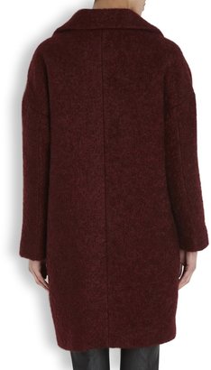 Karl Lagerfeld Paris Hadley burgundy mohair blend coat