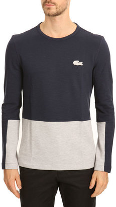 Lacoste Mottled Grey and Navy Two-Tone Long-Sleeved T-Shirt
