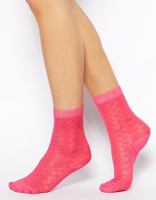 Jack Wills Pointelle Ankle Sock - Pink