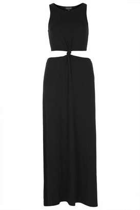 Topshop Plain jersey maxi dress with knot detail and waist and side cut-outs. 97% cotton,3% elastane. machine washable.