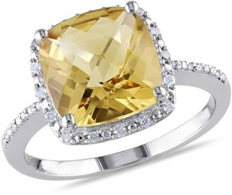 Diamore™ 4 CT Citrine and 1/10 CT Diamond Fashion Ring in Silver