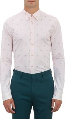 Paul Smith Flamingo-Pattern Jacquard Fitted Shirt