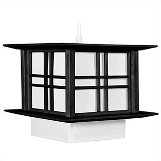 Oriental Furniture Quality Affordable Discount Ceiling Light, 10-Inch Akida Japanese Wood Rice Paper Hanging Shoji Lantern Lamp, Black