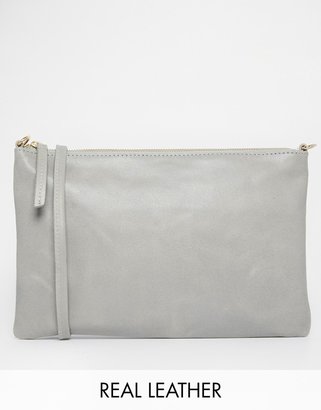 Warehouse Leather Crossbody Bag in Pale Gray