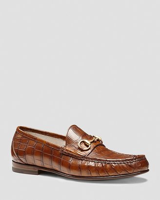 Gucci Roos Croc Gold Harness Loafers