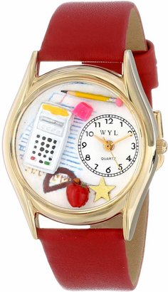 Whimsical Watches Women's C0640011 Classic Gold Math Teacher Red Leather And Goldtone Watch
