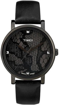 Timex Original Classic Black Lace Dial With Black Leather Strap Ladies Watch