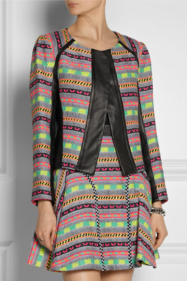 Milly Leather-trimmed tweed jacket