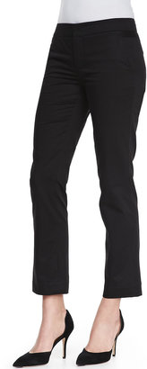 Vince Cropped Flare-Cuff Twill Trousers, Black