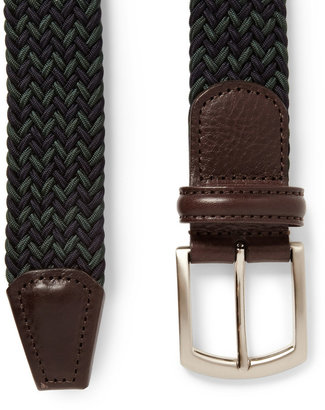 Andersons 3.5cm Leather-Trimmed Elasticated Woven Belt