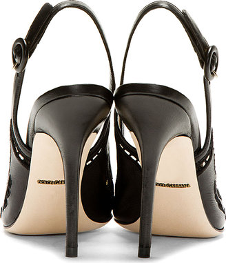 Dolce & Gabbana Black Leather Laser-Cut & Embroided Bellucci Coreddo Heels