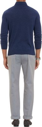 Isaia Cashmere Long-Sleeve Polo Shirt-Blue