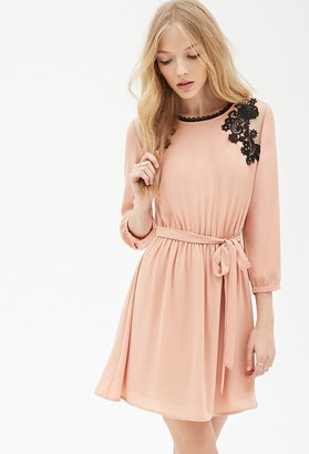 Forever 21 Crochet-Embroidered Chiffon Dress