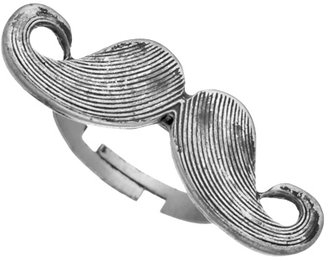 Blu Bijoux Silver Mustache Ring