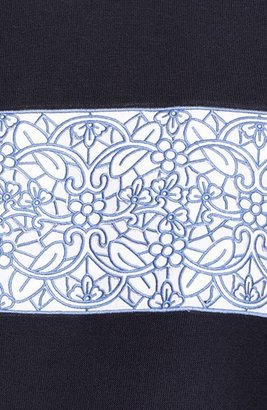 Tory Burch 'Edwina' Embroidered Panel Merino Wool Collared Sweater