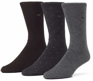 Calvin Klein Mens Three-Pair Assorted Dress Socks