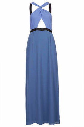 Topshop Womens **Do It Right Maxi Dress With Cross Over Details by Jovonna - Blue