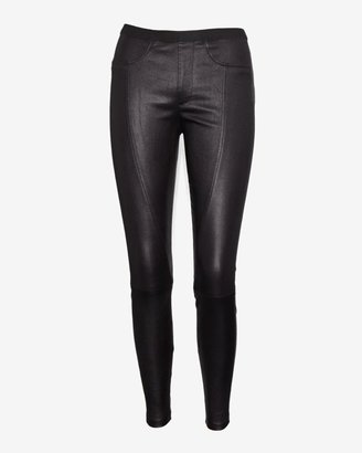Helmut Lang Zipper Detail Leather Legging: Black