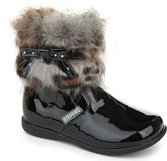 STEP2WO Mini Jaguar leopard faux fur and bow leather boots 6 months - 5 years
