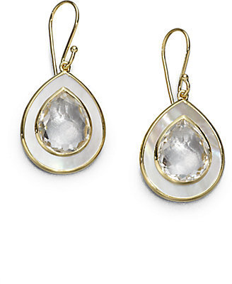 Ippolita Polished Rock Candy Clear Quartz, Mother-of-Pearl & 18K Yellow Gold Teardrop Earrings