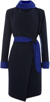 Armani Collezioni Long sleeve contrast coat with belt