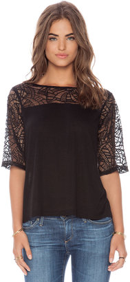 Michael Stars Boatneck with Lace Yoke Top